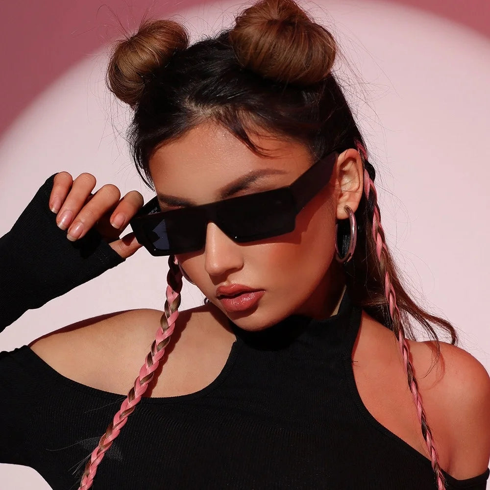 Fashion Famous Designer Narrow Rectangle Sunglasses 2024 Leopard Print Rivets Women Men Sun Glasses