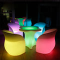 Modern Style LED Light-Up Bar Stool Portable Plastic Outdoor Furniture Curved Bench Tables Chairs Sofa Set