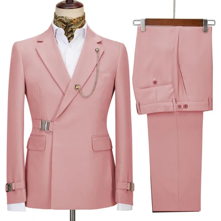 S8592F 2024 Hot Selling Plus Size Men's Business Suit Two-Piece Suit Button Closure Fertilizer Increase MOQ 3 Pieces