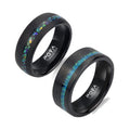 POYA 8mm Black Brushed Wedding Band Tungsten Crushed Rainbow Opal Inlay Matted Galaxy for Men