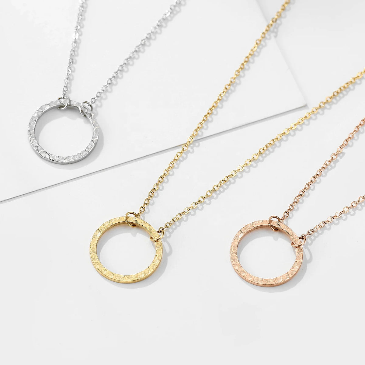 E-Manco Stainless Steel Link Chain Pendant Necklace Silver/Gold/Rose Gold Plating Geometric Design Trendy Women's Jewelry Party MegaBDM