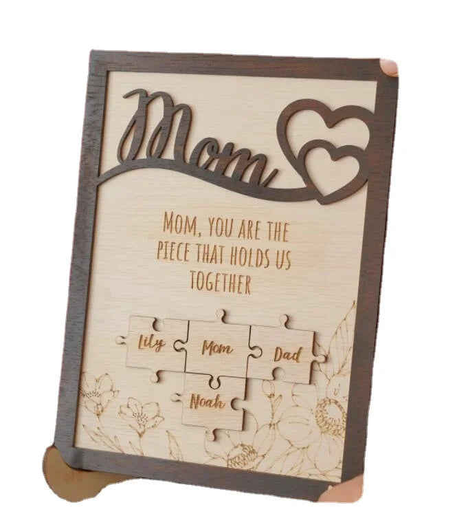 Personalized Mom Wood Puzzle Sign for Unique Mother Grandma Present Ideas