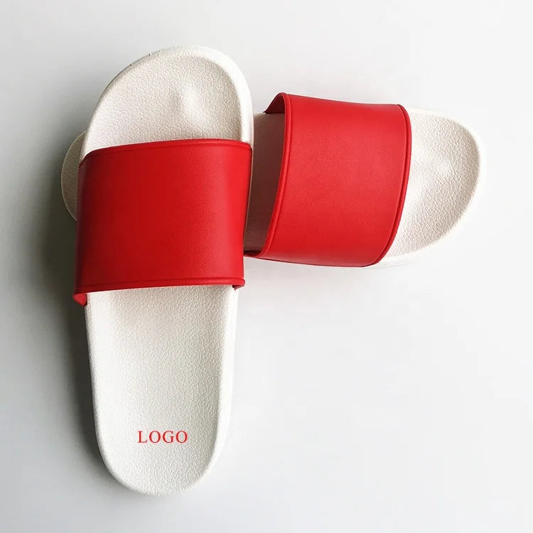 New Couple Unisex PVC Anti-Slip Waterproof Slide Sandals Custom Platform Style Beach Shoes Personalized Logo Men Women's Family