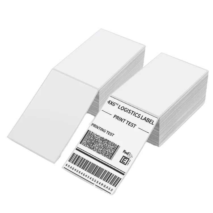 4x 6" Inch White Thermal Address Shipping Labels 100pcs Foldable Zebra/Brother Adhesive Paper for Thermal Printers Packaging