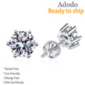 Multi Sizes Classic S925 Sterling Silver White Gold Plated Round Cut VVS Screw Back Stud Earrings with GRA Certificate