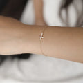 Hainon S925 Sterling Silver Cross Round Micro Set Zircon Style Trendy Women's Decorative Bracelet