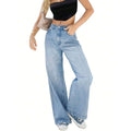 Direct sales of high-waisted loose and wide-leg women's jeans from European and American cross-border trade jeans manufacturers