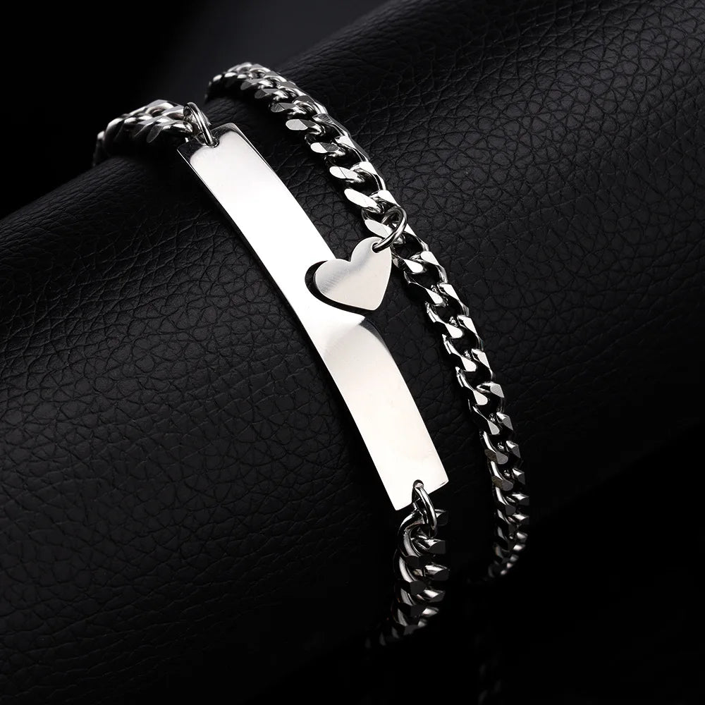 Couple Bracelet Heart love Magnetic Stainless Steel Bracelet for Men Women