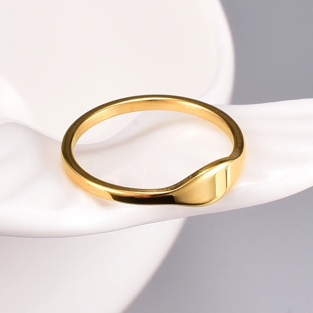 J88 Gold Plating Smooth Ring Titanium Steel Ring Men's Vintage Stainless Steel Ring