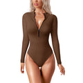 2026 Hot Selling Women's High Necked Long Sleeved Bodysuits Zippered Sports Tight Breathable Yoga Bodysuits