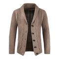 Daily Life Thermal Solid Color Turn-down Collar Single-breasted Cardigan Men Sweater