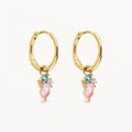 LOZRUNVE Fine Jewelry Sweet Top Quality Zirconia Rainbow Dangling Dainty Hoop Earring