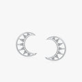 Ailmay Fashion 925 Sterling Silver Cubic Zirconia Charm Moon Shape Stud Earrings for Fine Female Elegant Romantic Jewelry