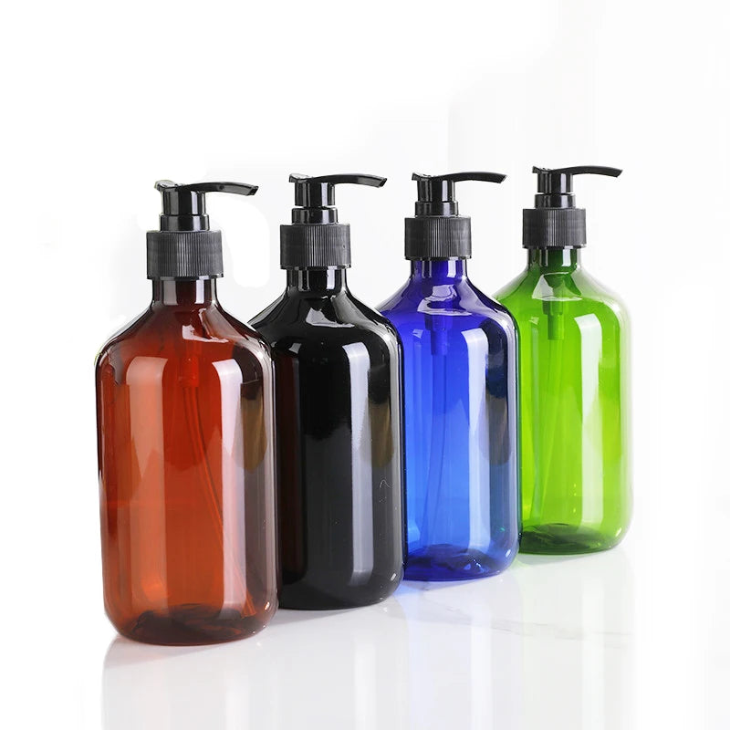 Luxury Shampoo Bottles Cosmetic Dispenser Conditioner Blue Green Black Amber Wholesale  Plastic 250ml 400ml 500ml Lotion Bottle