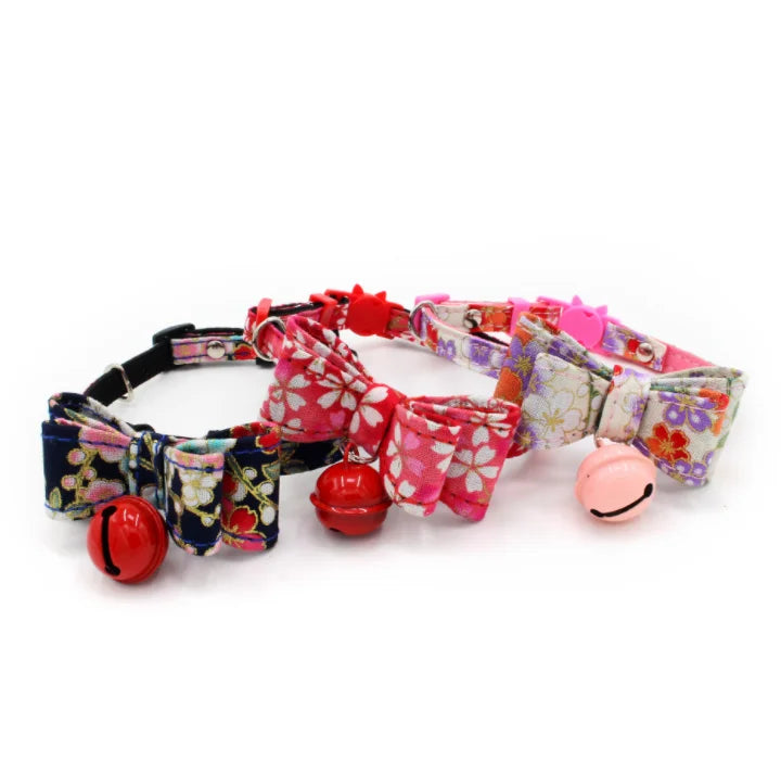 Stocked Bowtie Japanese Pet Dog Cat Collar