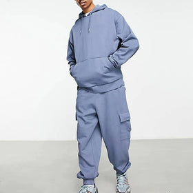 Custom Logo Men'S 100% Cotton Oversized Hoodie Drop Shoulder Pant Suit Blank Casual Streetwear Tracksuits for Men