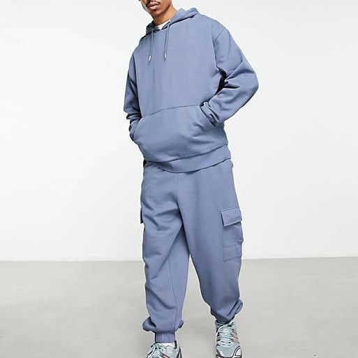 Custom Logo Men'S 100% Cotton Oversized Hoodie Drop Shoulder Pant Suit Blank Casual Streetwear Tracksuits for Men