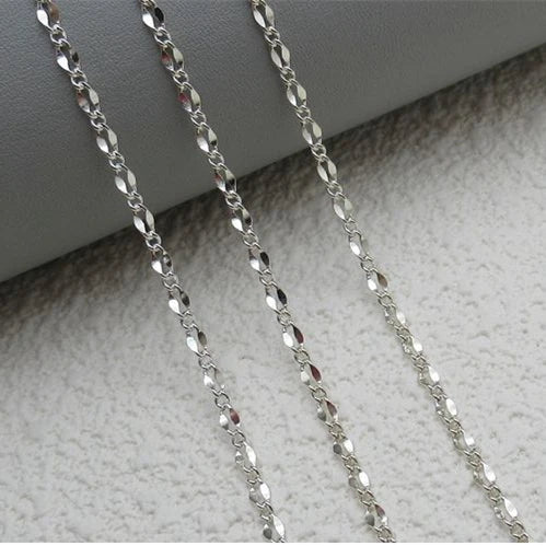 925 Sterling Silver Long Link Chain 1+1 Diamond Cut Twist for Jewelry Making Elegant Findings