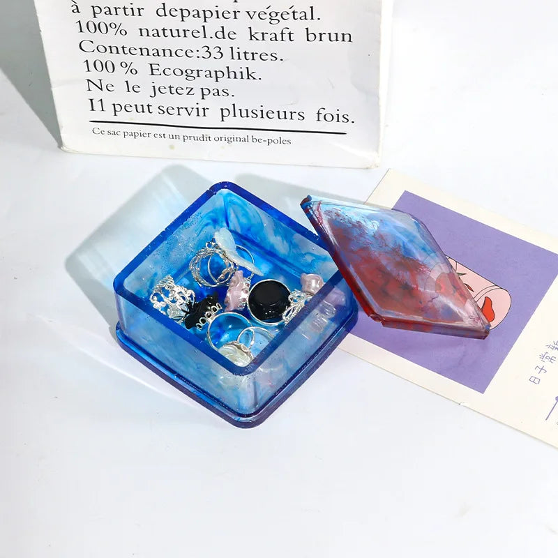 Homemade Epoxy Round Square Hexagonal Storage Box Mold Epoxy Resin Box Silicone Molds Jar Box Molds