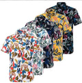 Custom Summer Mens Printed Shirts Turn-down Collar 100% Cotton Beach Short Sleeve Loose Hawaiian Shirt EU Size