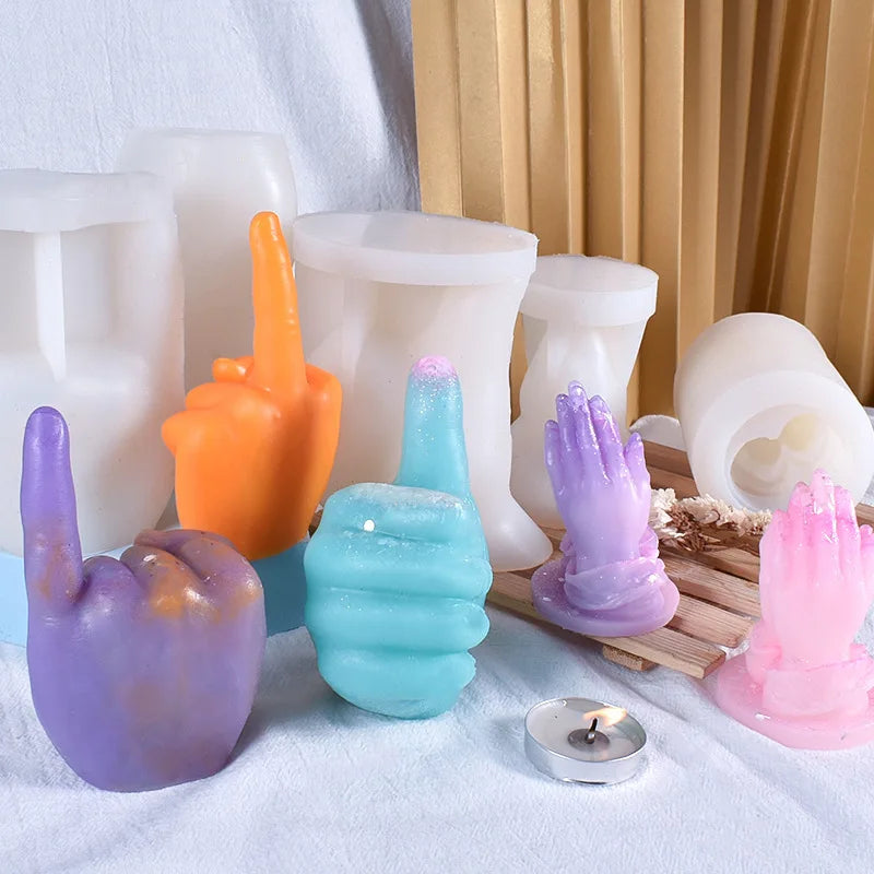 HY Finger Candle Silicone Molds 3D Hand Shaped Resin Casting Mold