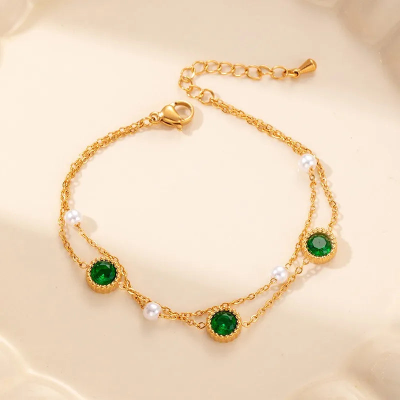Dainty Luxury Premium Stainless Steel Bracelet for Women Five-Leaf Flower Decorative Design Trendy Charm Bracelets Anniversary