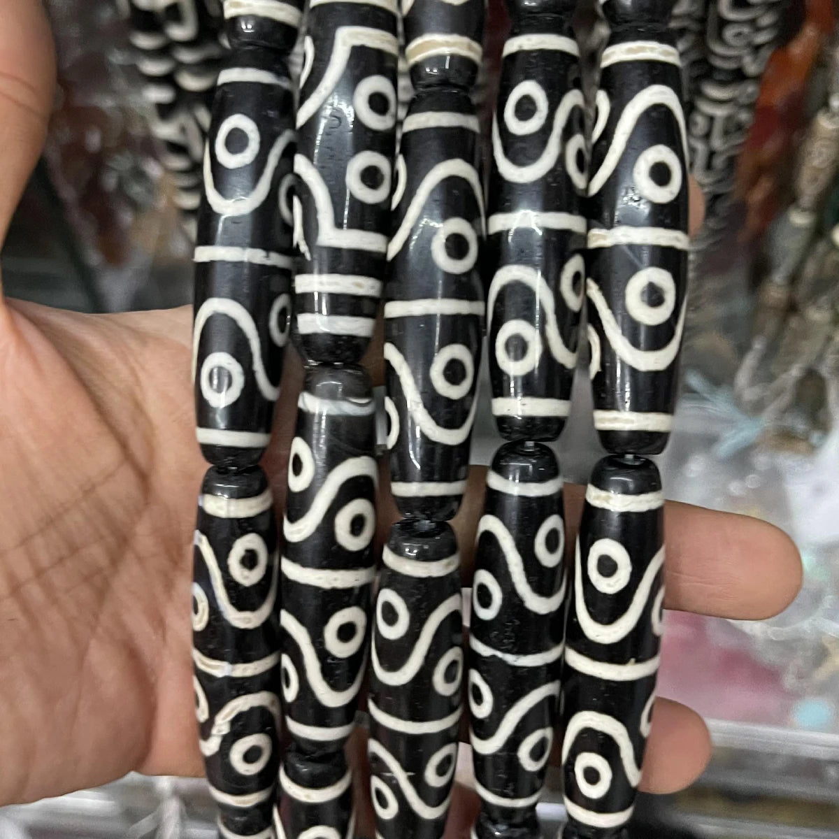 Tibet Agate Black White Old Beads Natural Gemstone Beads Stones Natural Crafts Agate Dzi Beads