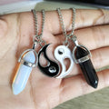 Wholesale Couple Natural Stone Necklaces Set Taiji Pendent Hexagonal Column Crystals Healing Stones Necklace
