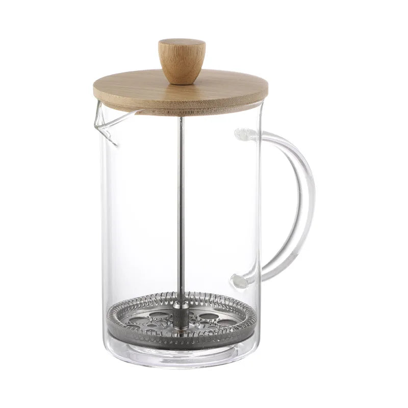 350 600 800 1000ml Bamboo High Borosilicate Glass Tea Plunger French Press Coffee Maker