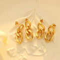 High End 18k Gold Plated Stainless Steel Link Chain Drop Earring