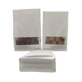 Wholesales Brown and White Pouch Resealable Zip Lock Bag Flat Bottom Kraft Paper Eight Side Sealing Bag With Window