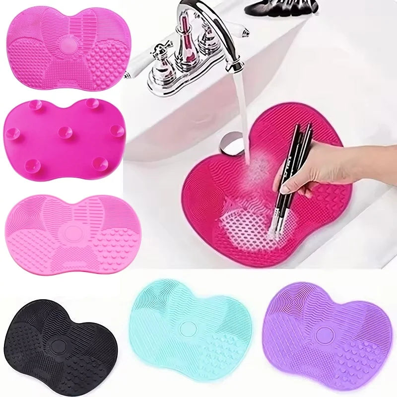 Colorful Makeup Brush Cleaning Pad Made of Food-grade Silicone Mats With Suction Cup Reusable Makeup Brush Cleaner Pad