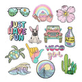 Wholesale Summer Sublimation Hat Patches Iron on Flower Travel Style Heat Transfer Clothing Patches Embroidery for Hat Bag DIY