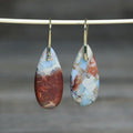 Bohemian Sea Sediment Jasper Earrings for Women Natural Gemstone Agalmatolite 18k Gold Dainty Dangle Earrings Fine Jewelry