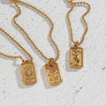 Waterproof Jewelry 2025 Stainless Steel Twisted Rope Chain Necklaces 18K Gold Plated Sun&Star Tarot Card Pendant Necklace