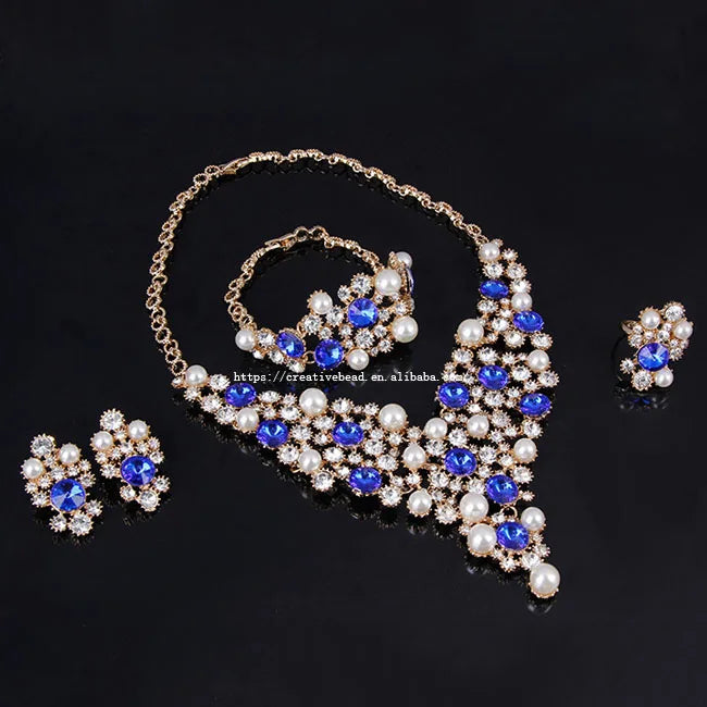2025 Exquisite Classic Party Jewelry Set Gold Plated Rhinestone Necklace & Earrings for Wedding & Engagement