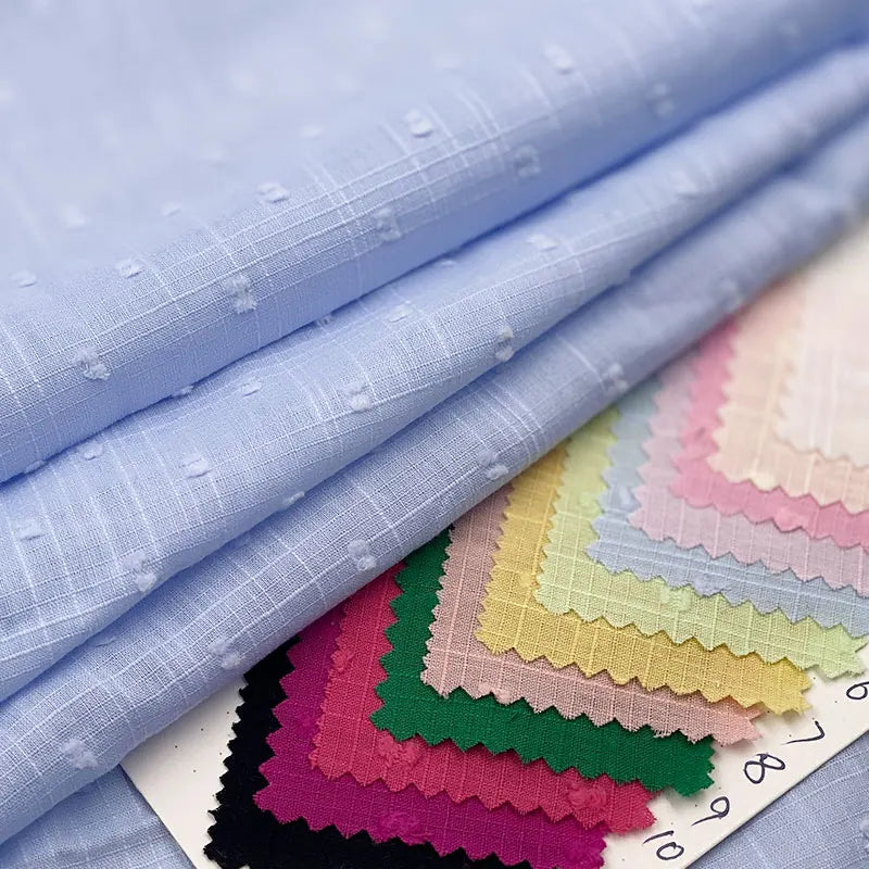 Lightweight 105gsm Solid Pure Colors Slub Cutting Motif 100% Cotton Leno Fabric for Kids Women Garments