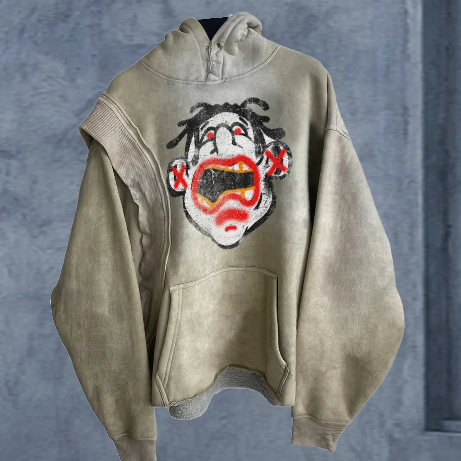 Wholesale Custom Printing Vintage Acid Washed Pullover Hoodie French Terry Luxury Heavy Weight Oversized Hoodie Men