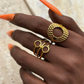 2 Pcs/Set Stainless Steel Open Adjustable Rings for Women Trendy Ladies Waterproof Finger Rings Fashion Female Hand Jewelry Gift