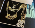 Custom Letters Name Pendant Necklace Personalized Double Layer 3D Engraved Children's Jewelry Bracelet Necklace Earring Set