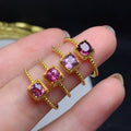 Factory Wholesale 925 Sterling Silver Emerald Cut Classic 5mm*5mm Natural Spinel Pink Wedding Party Rings