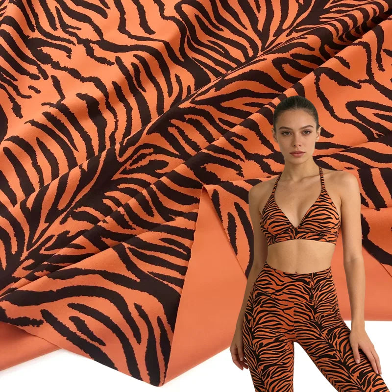 Soft Four Way Stretch Nylon Elastane Zebra Design Custom Color Knit Fabric for Gym Wear Swimwear