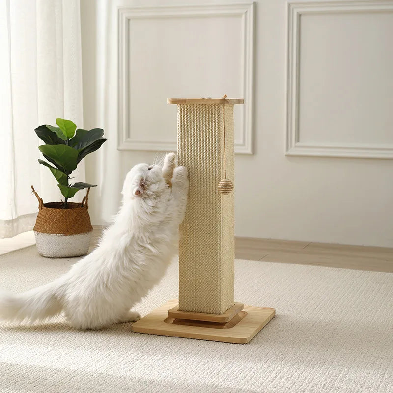 Large Solid Wood Cat Tree Cat Climbing Rack Vertical Scratch Board Sisal Turntable Column Toy for Cats