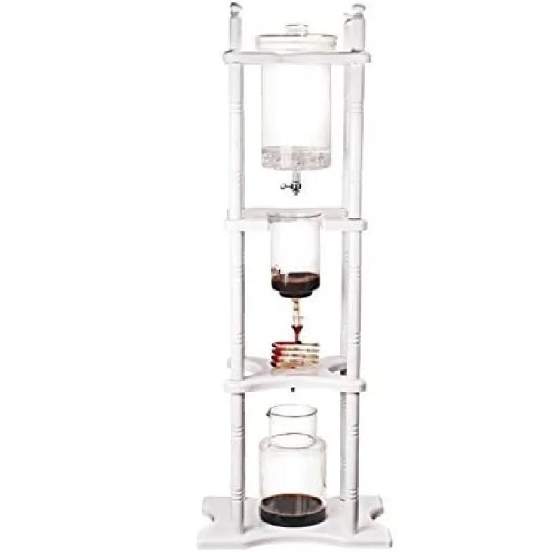 Cold Brew Drip Tower Iced Coffee Maker Glass Wooden Stand Easy to Operate Coffee Machine for Home and Office
