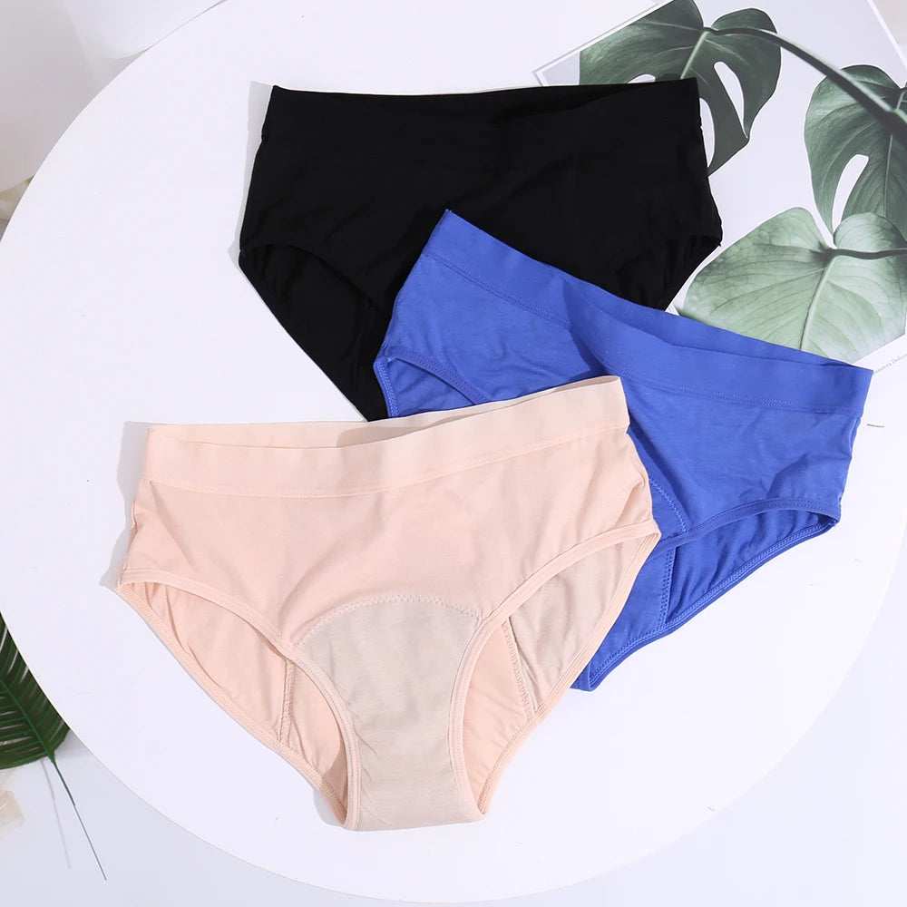 4 Layers Heavy Absorbency Bamboo Menstrual Panties Women's Period Underwear Leak Proof Breathable Briefs Incontinent Panty