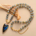 Natural Labradorite Stone Pendent Necklace for Women Amethyst Beaded Choker Healing Energy Crystal Fashion Jewelry Wholesale