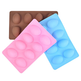 8-Cavity Egg Shaped Food Grade Silicone Cake Baking Molds Trays Lightweight 100g Eco-Friendly Opp Bag Custom Logo Stocked