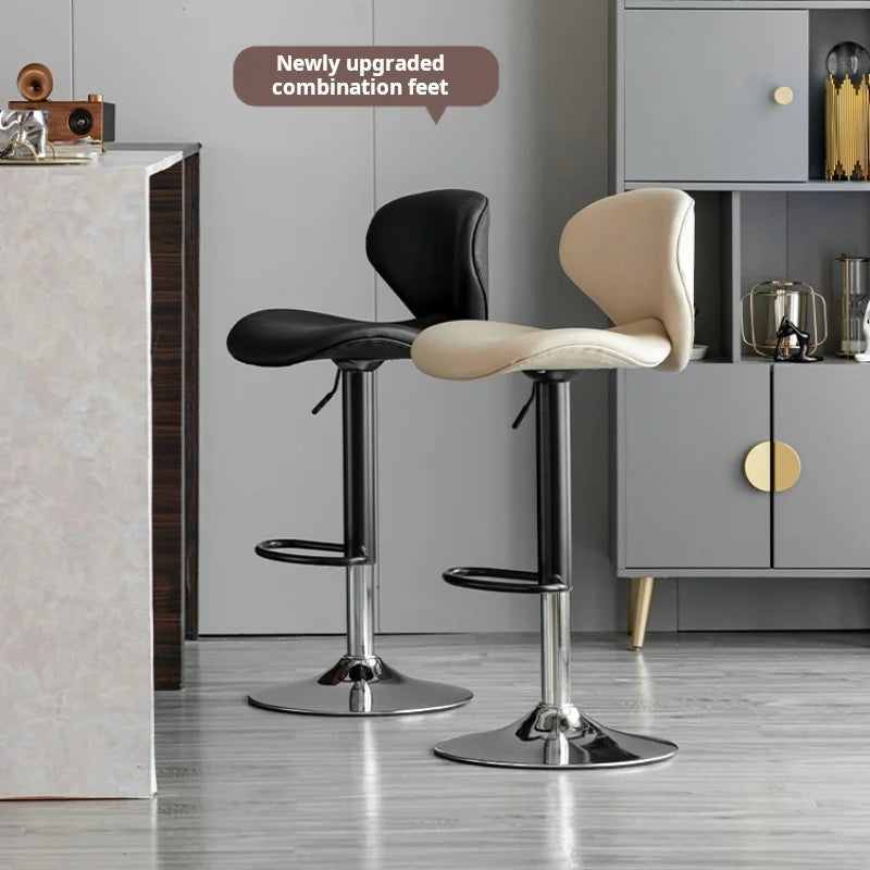 Modern Designer Minimalist Style Design Bar Furniture Metal Black Legs PU Leather Bar Stools
