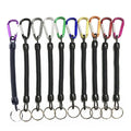 Custom Fishing Lanyards Retractable Safety Finishing Ropes Wire Coil Spring Lanyard Anti-lost Keychain