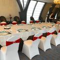 Hot Selling Printed Spandex Chair Sashes Gold Silver Wedding Banquet Decoration with Stretch Band Buckle Slider Cover